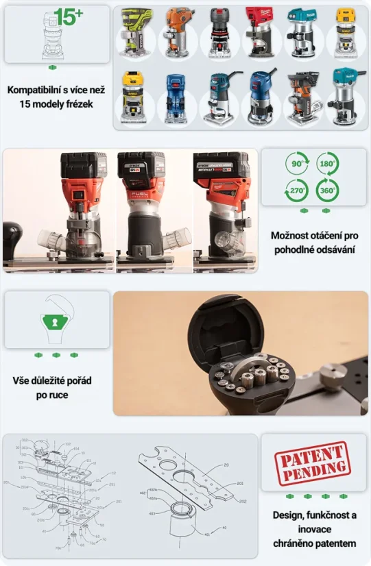 Multifunkční 10v1 základna pro ohraňovací frézky - Stav: Nové